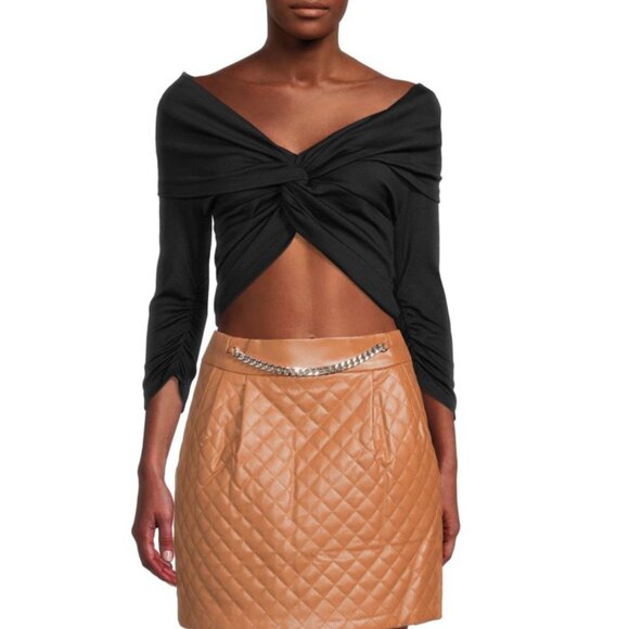 Amanda Uprichard 🖤 Voila Twist Front Crop Top Black Size M - Picture 5 of 7